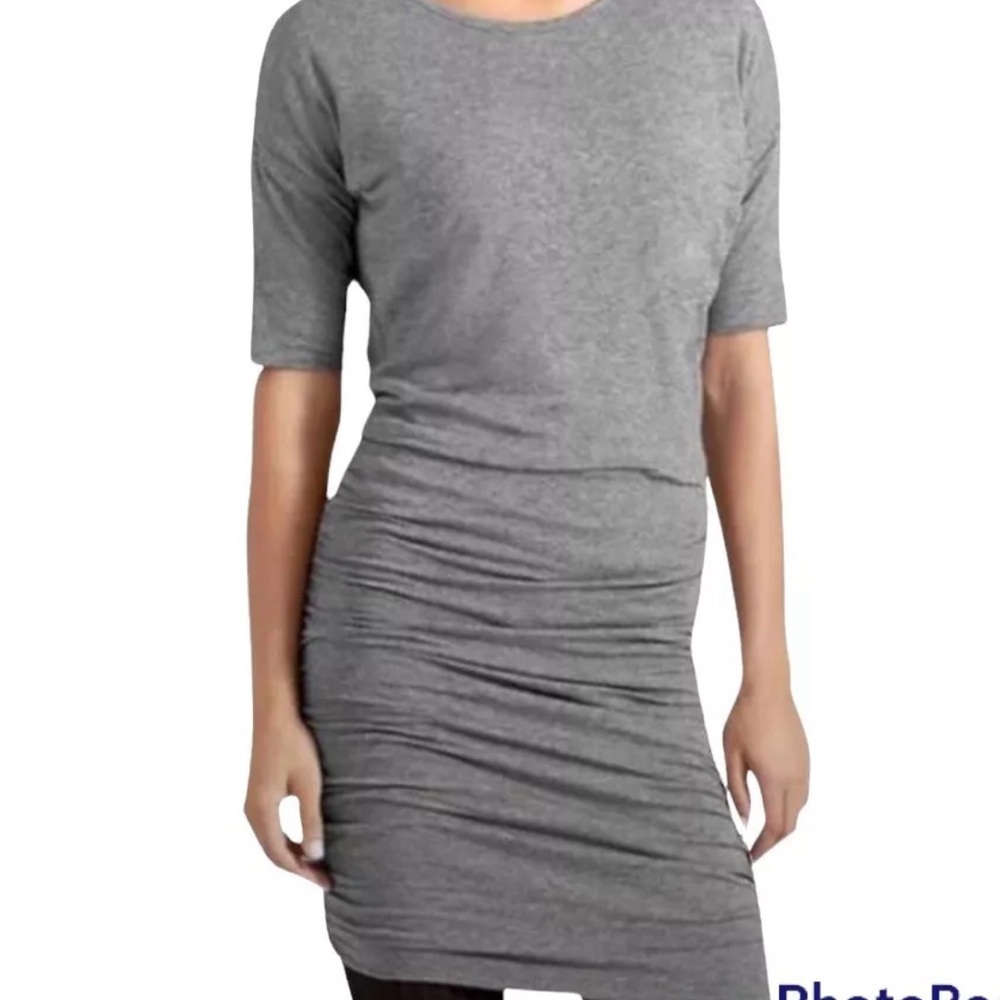 🔥Athleta Solstice Soft Gray Ruched Tee Dress Size:S